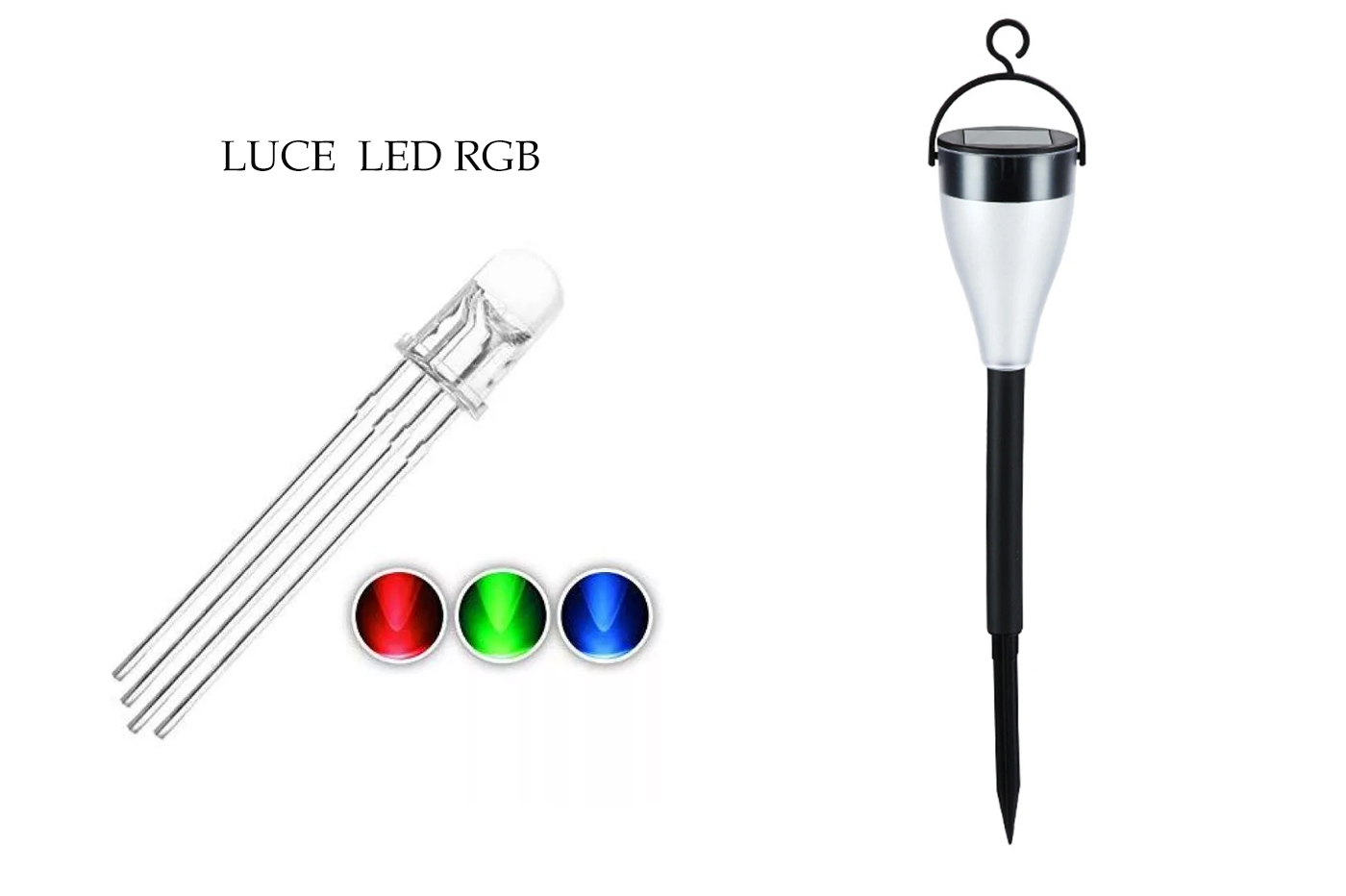 Picchetto Faretto LED Solare Da Giardino Lampada LED Segnapasso Luce Fredda RGB 11 class=img-responsive