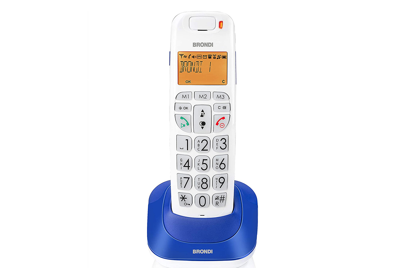 BES-31638 - Cordless - beselettronica - Telefono Cordless Tasti Grandi  Brondi Display illuminato Bravo Bright blu-viola