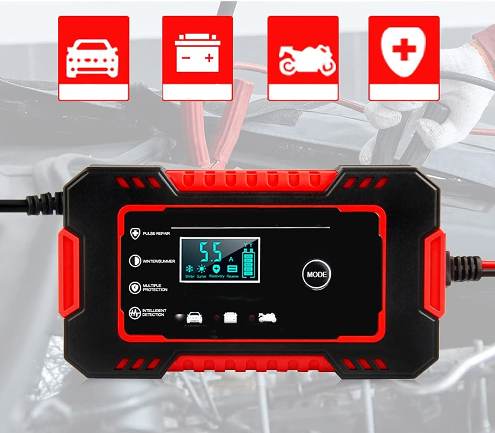 BES-33115 - Strumenti da Meccanico - beselettronica - Avviatore Emergenza  Batteria Auto 12V 3-5-6A Caricabatterie Intelligente LCD