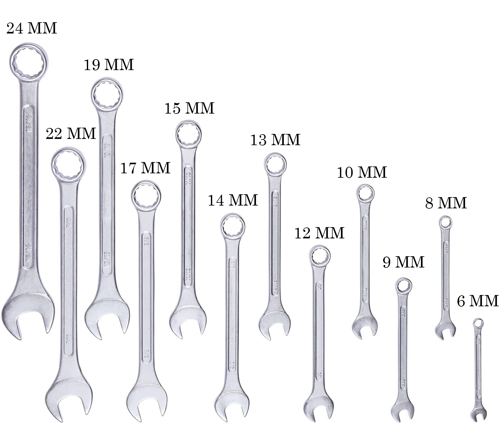 Set Di 8 Chiavi Inglesi Di Diverse Misure E 6 Cacciavite Punta A