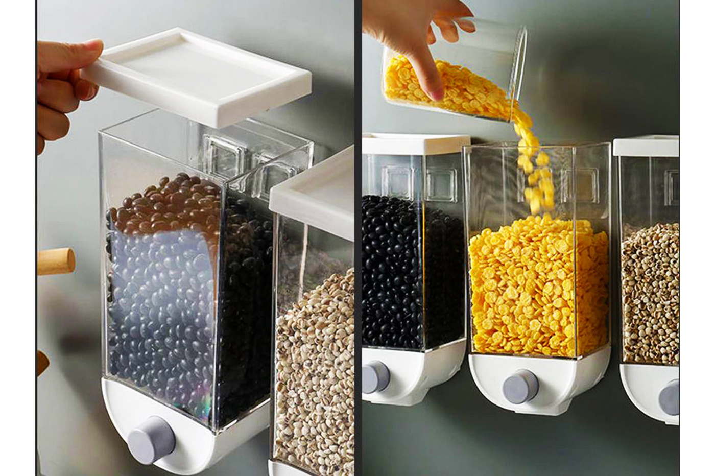 BES-27976 - Organizer e Salvaspazio - beselettronica - Dispenser cereali da  parete 1.5L contenitore erogatore distributore per alimenti