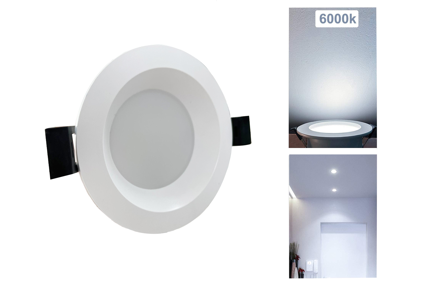 BES-30704 - Faretti da Incasso - beselettronica - Faretto a Incasso Soffitto  LED 12W Luce Fredda Rotondo Opaco Bianco Alette Molla