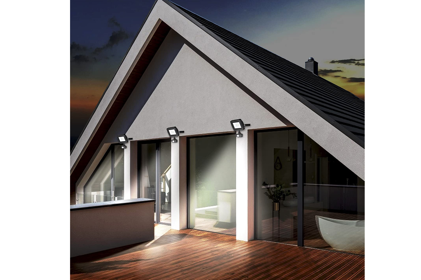 Faretto Led Esterno 10w Luce Fredda Sensore Movimento Crepuscolare Regolabile 10 class=img-responsive