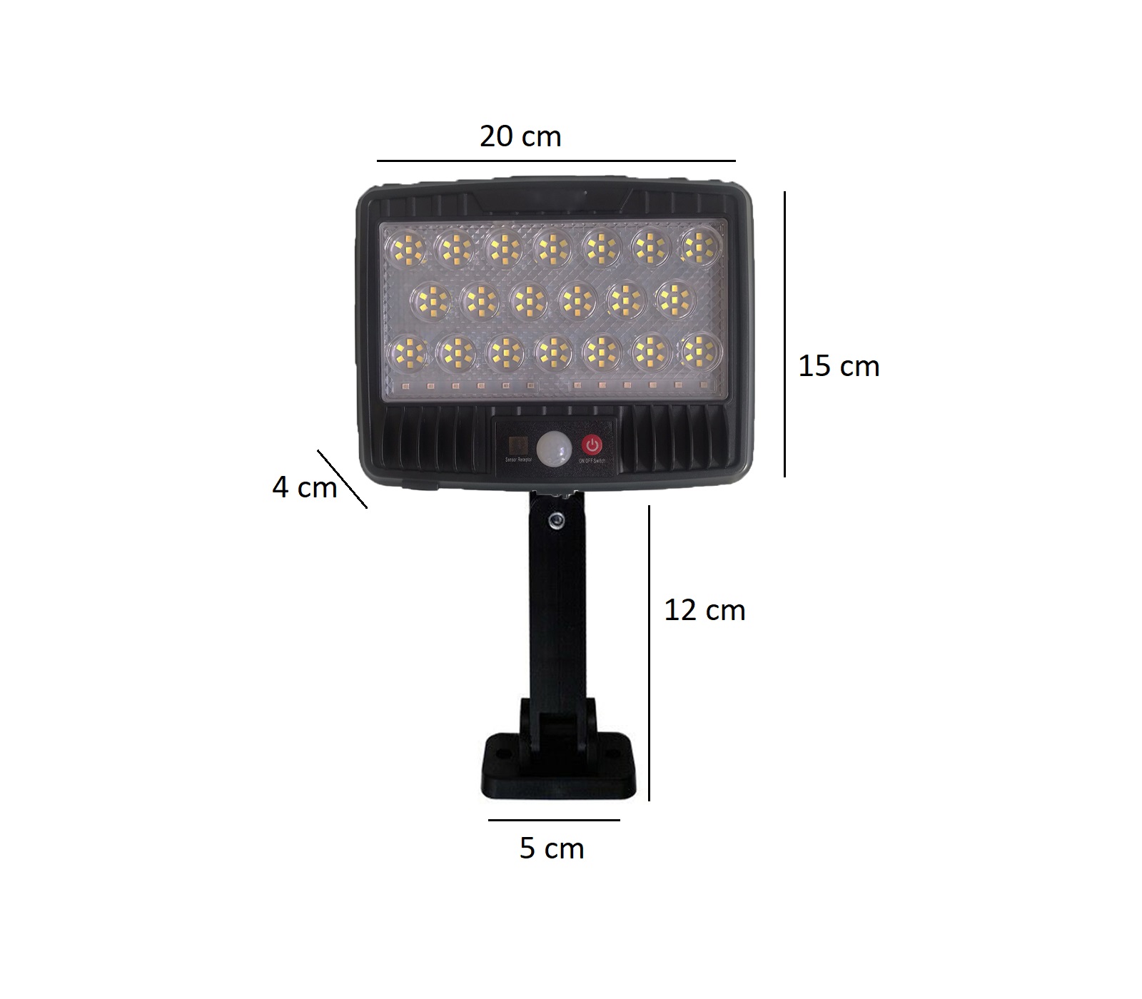 Faretto Solare LED Esterno Luce Fredda Sensore Movimento Staffa