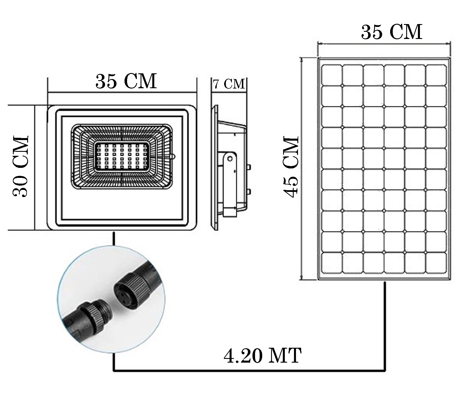 CLICLED Faro LED Solare 300W Con Pannello Solare Indicatore Carica Luce  Fredda