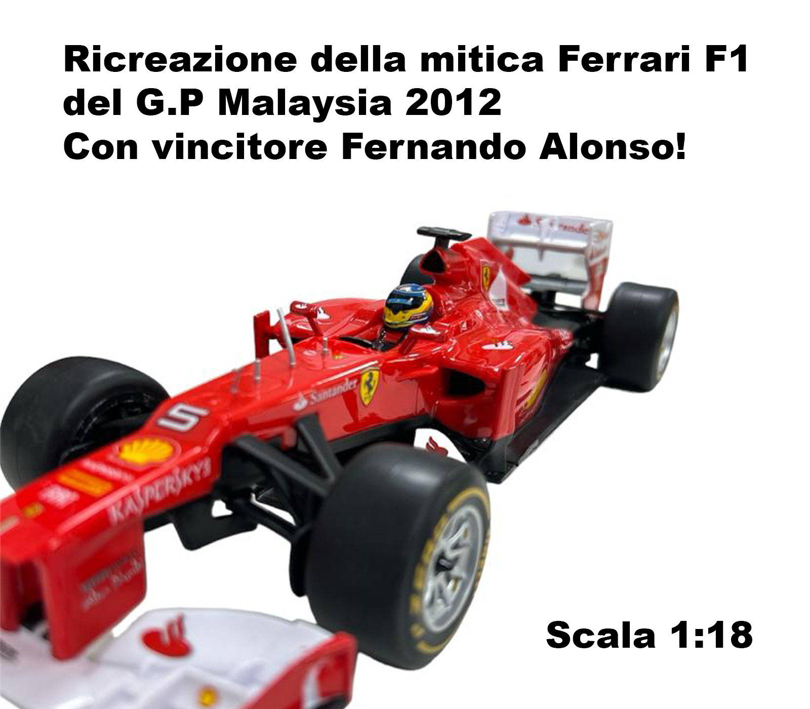 BES-34679 - Hobby e modellismo - beselettronica - Modellino F1 Ferrari 2012  Fernando Alonso Radiocomandato Scala 1:18