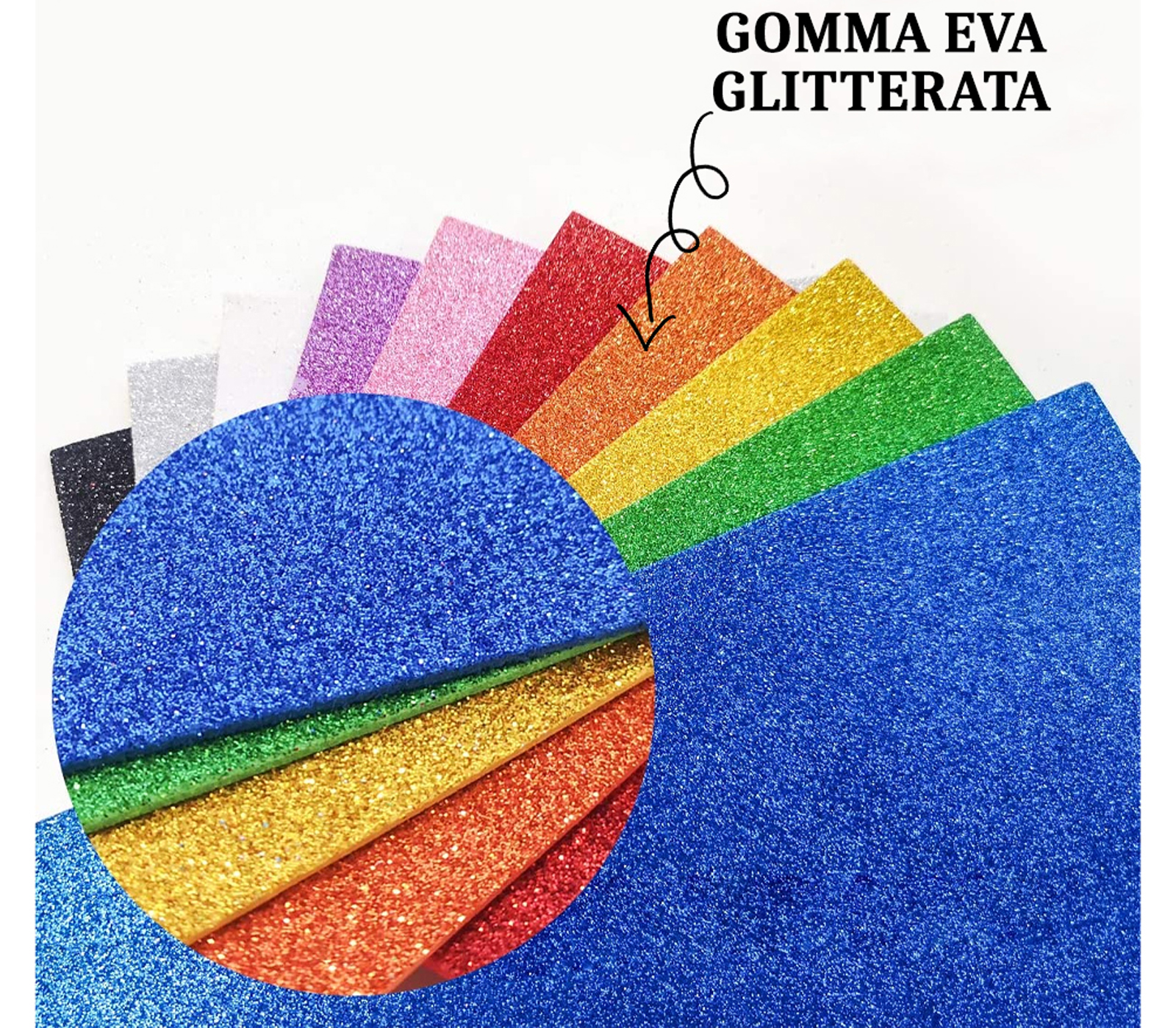 Fogli Gomma Eva Glitter  Giallo - 40X60 (10 Fogli) - pryma