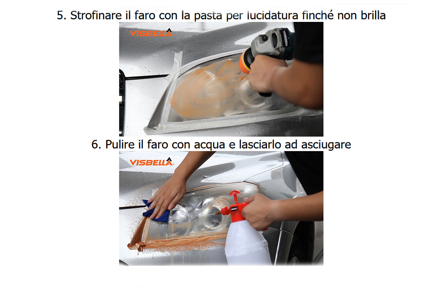 Potente lucidatura riparazione fari per auto, moto, detergente per  restauratore di fari, kit di restauro del faro per ripristinare i fari  opachi / sbiaditi / ingialliti