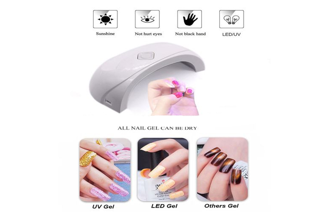 BES-30421 - Nail Art - beselettronica - Lampada LED UV Nail Mini Fornetto  Portatile Ricostruzione Unghie Da Viaggio