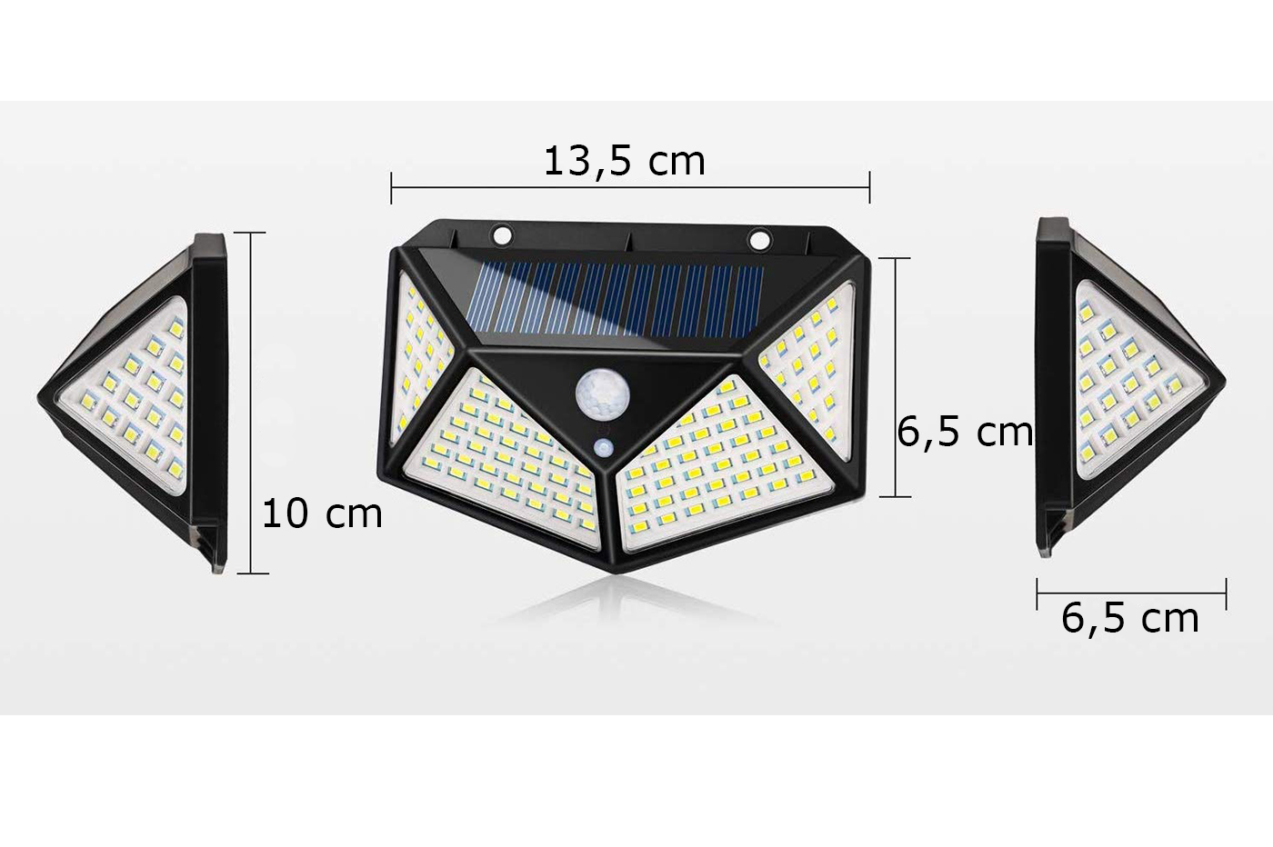 FARETTO LED DA ESTERNO CON PANNELLO SOLARE SENSORE DI MOVIMENTO  CREPUSCOLARE 2pz