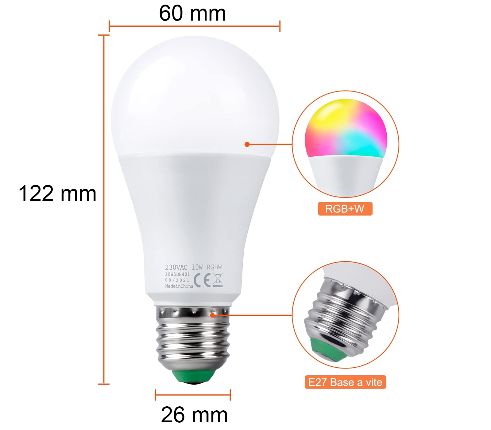 BES-20824 - Lampadine e Adattatori - beselettronica - Lampadina Led Rgb 5w  Luce Led Multicolor Telecomando Wireless Attacco E27