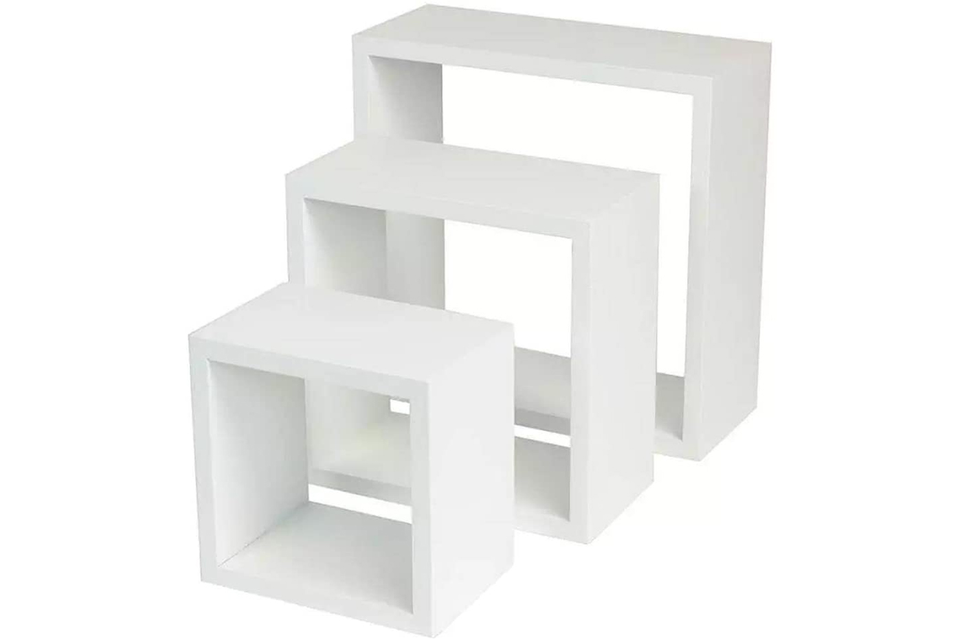 BES-31006 - Arredamento - beselettronica - Mensole da parete a cubo moderne  3pz design quadrato bianco mdf 2 ripiani