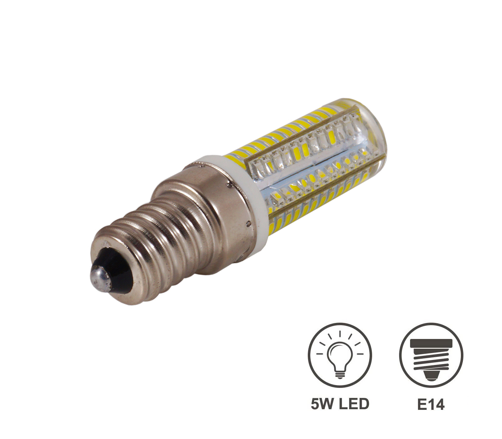 BES-32998 - Lampadine e Adattatori - beselettronica - Lampadina E14 LED  3014 96D Mini Bulbo 5W 3000K Luce calda 360