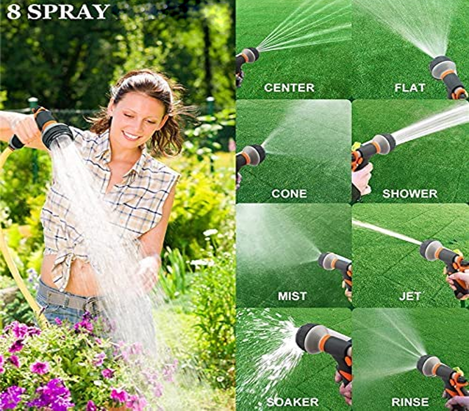 BES-32768 - Utensili da giardino - beselettronica - Doccia da Giardino  Irrigazione Soffione Pistola 7 Getti Acqua Regolabile 60518