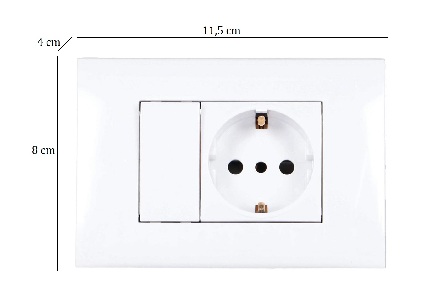 BES-30345 - Cassetta derivazione - beselettronica - Placchetta placca  bianca 2 posti presa compatibile UNEL con interruttore LK40-4