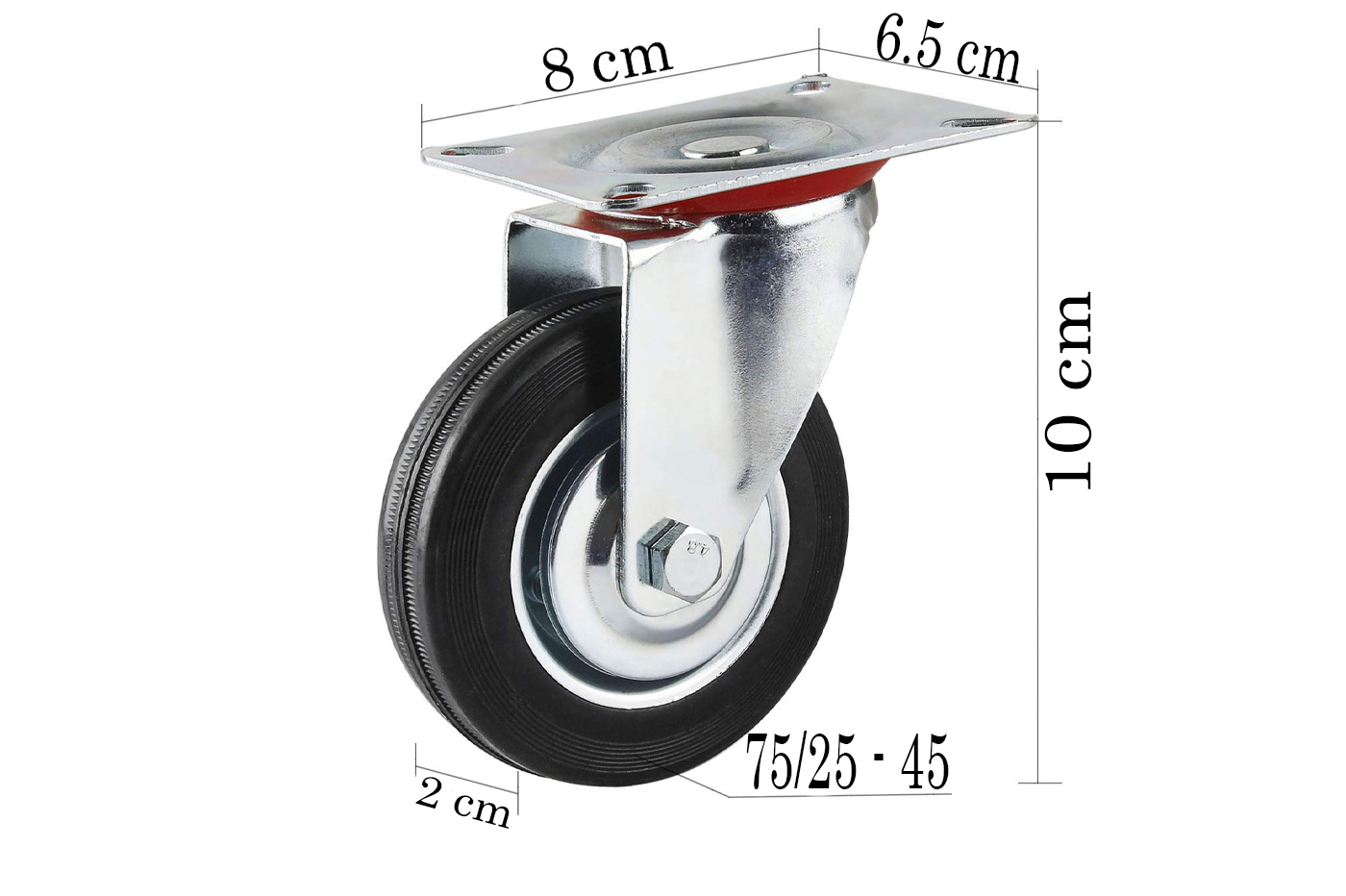 Set di 4 Ruote per Mobili 75mm - M10 Rotelle Girevoli per Carichi