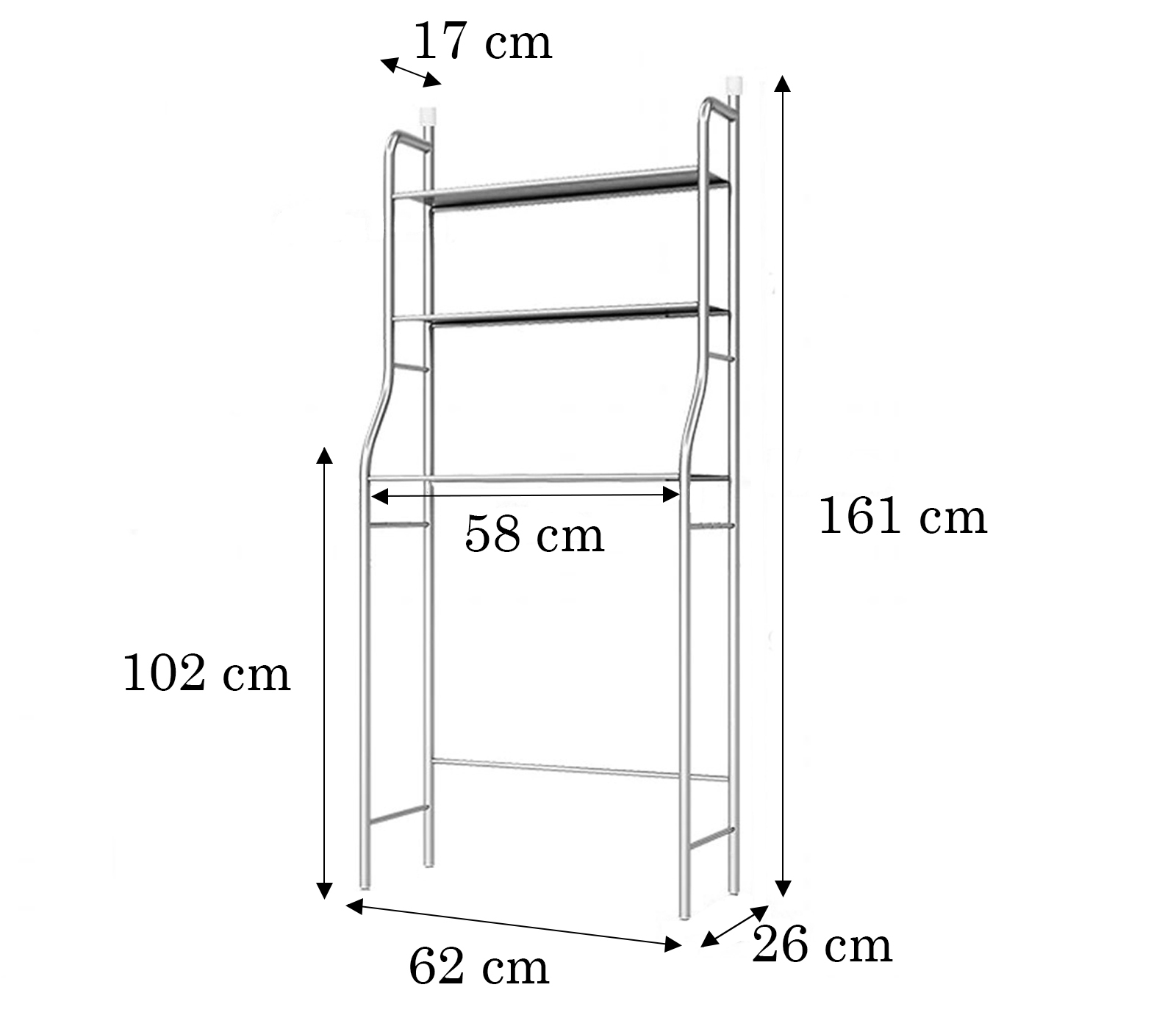 BES-34355 - Organizer e Salvaspazio - beselettronica - Scaffale Bagno  Lavatrice 161x62x26 3 Ripiani Mobile Appoggio Bianco Salvaspazio