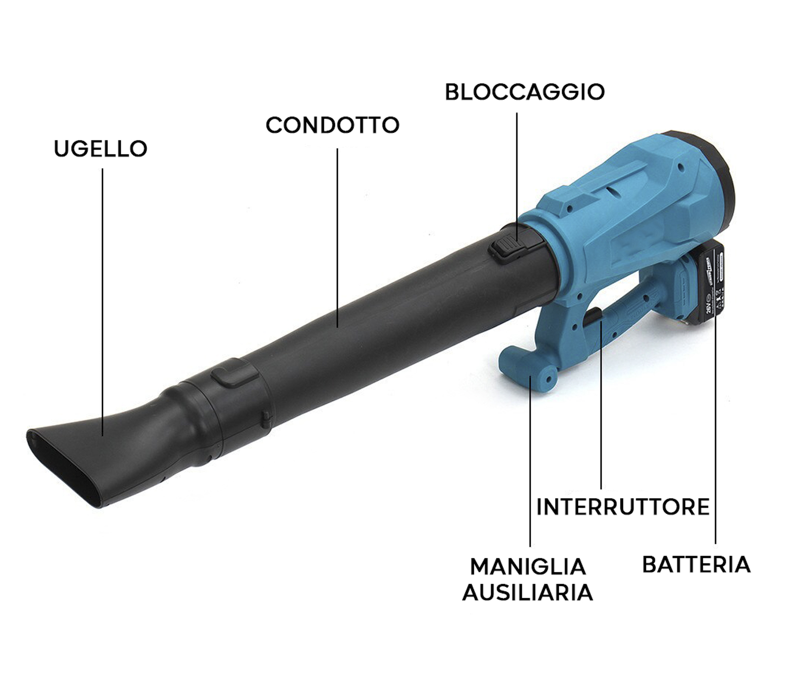 BES-33763 - Elettroutensili - beselettronica - Soffiatore a Doppia Batteria  Ricaricabile 26V 3500W Soffiafoglie Portatile Q0F-3