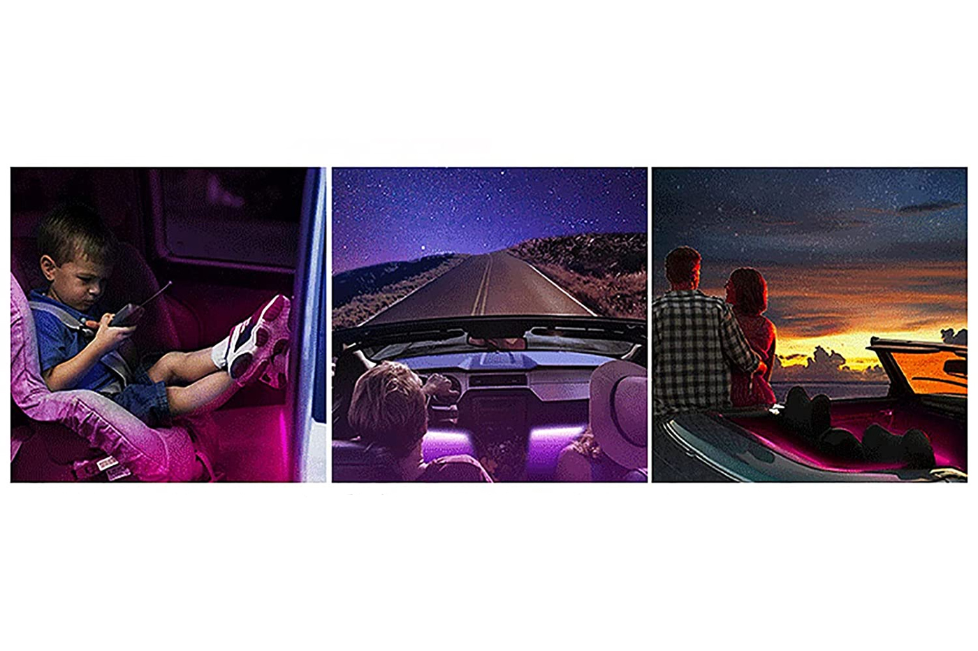 Lampade Interne a LED per Auto LETOUR, Striscia di Lampade Impermeabile per  Atmosfera, 4 pezzi 72 LED 8 Colori con Sensore Audio e Telecomando