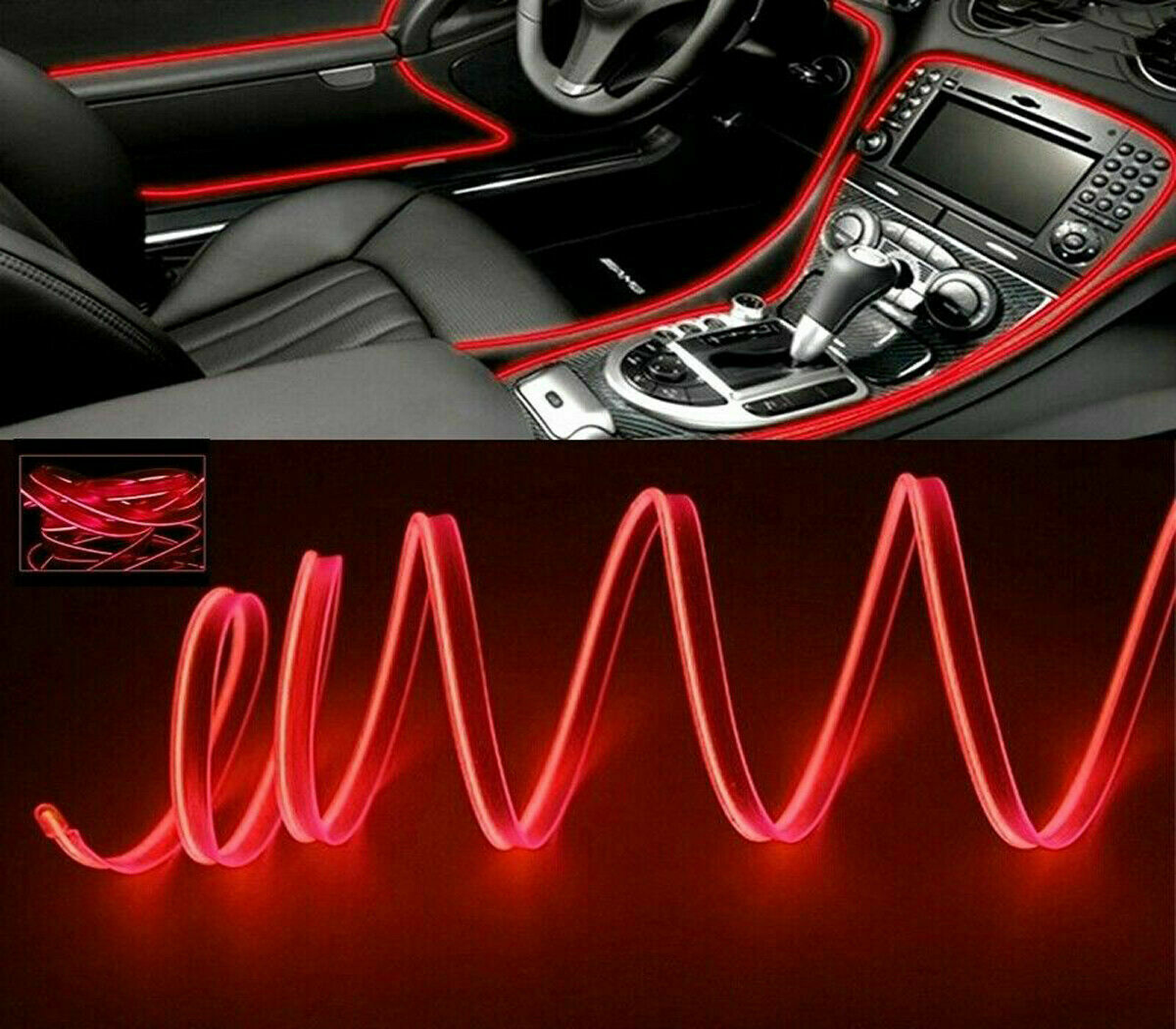 BES-33208 - Accessori Auto Per Interni - beselettronica - Striscia LED Interni  Auto 3M Luce Decorativa Atmosfera Tagliabile Rosso 03036