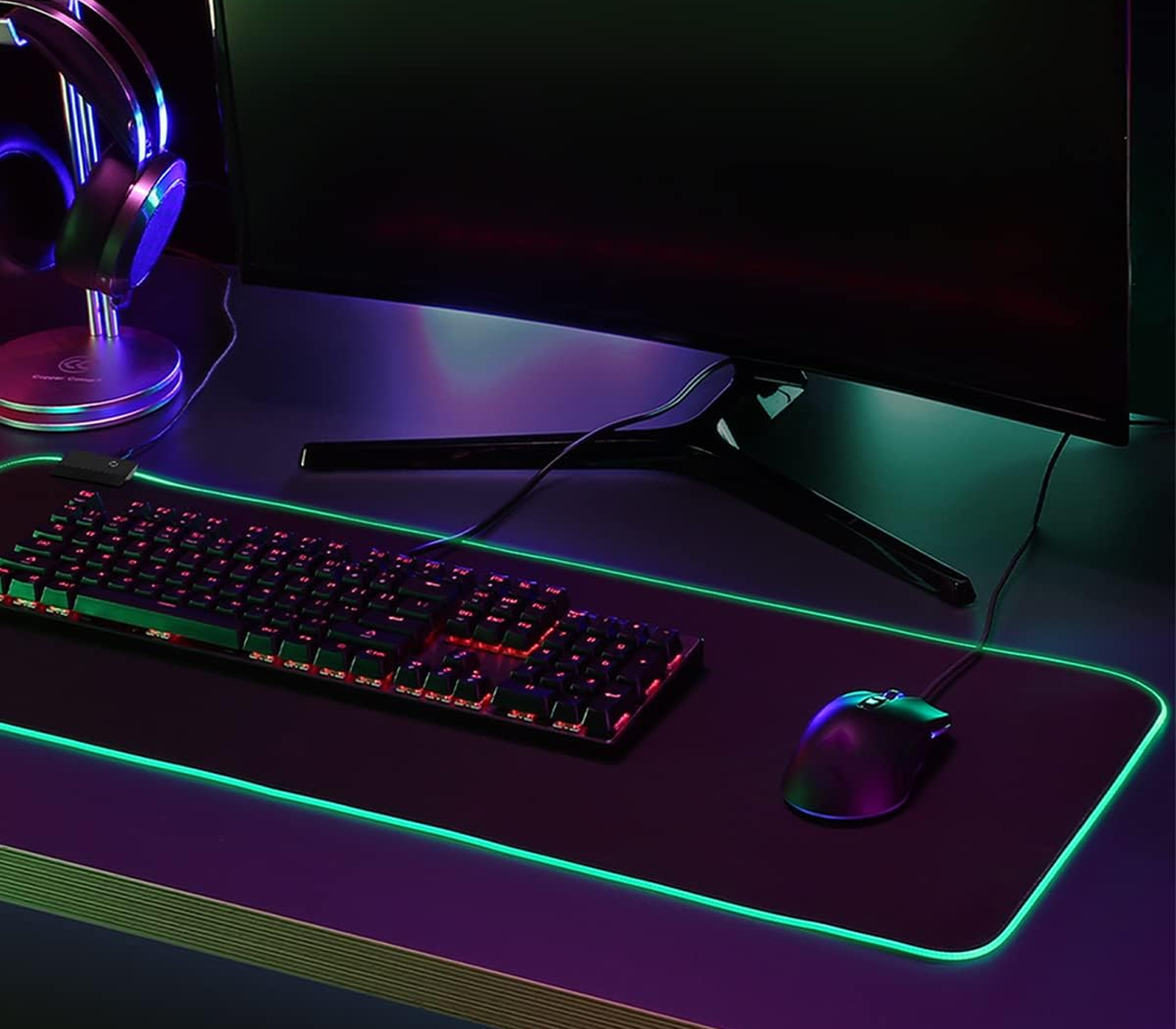 BES-34774 - Periferiche - beselettronica - Tappetino Mouse Gaming RGB XXL  da Gioco E-sport Grande per Scrivania