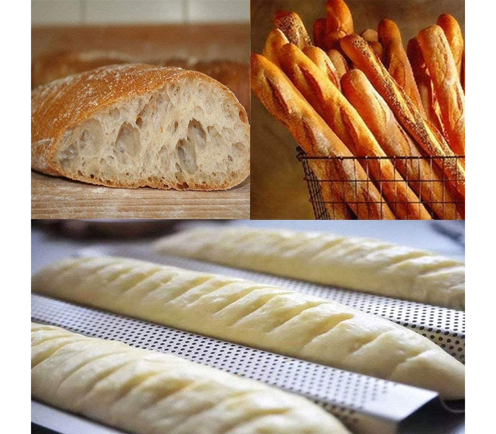 BES-32954 - Utensili per cucinare - beselettronica - Teglia Da Forno Placca  Baguette Forata 32x38 4 Canali Acciaio Cucina Pane Pizza