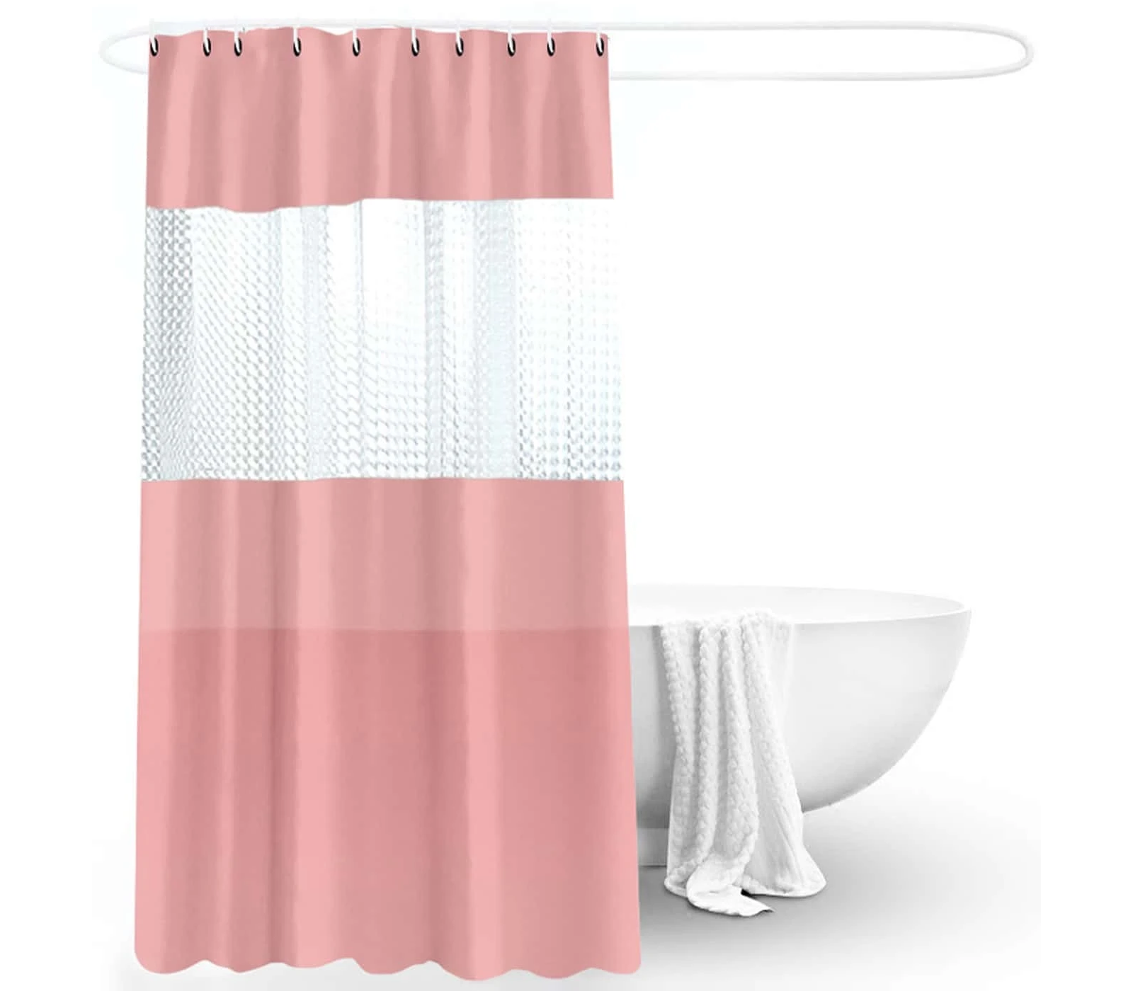 BES-33168 - FUORITUTTO - beselettronica - Tenda Doccia 180x200cm Antimuffa  Impermeabile Rosa Anelli Bagno Vasca PEVA 03349