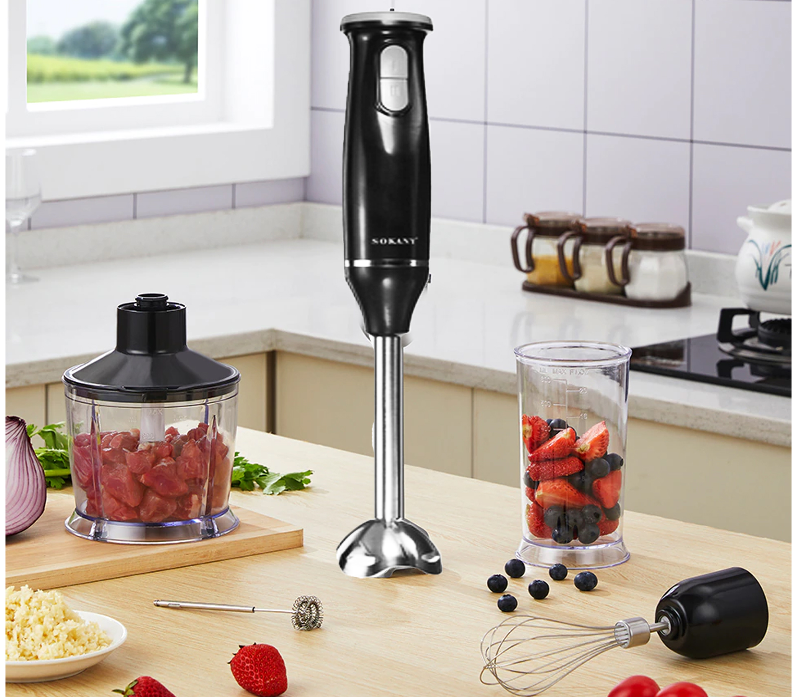 mixer a immersione 2 velocità robot da cucina sbattitore mini tritatutto  300w